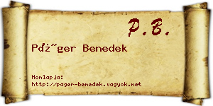 Páger Benedek névjegykártya